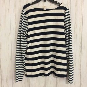 J.crew navy stripe long sleeve shirt med scoop